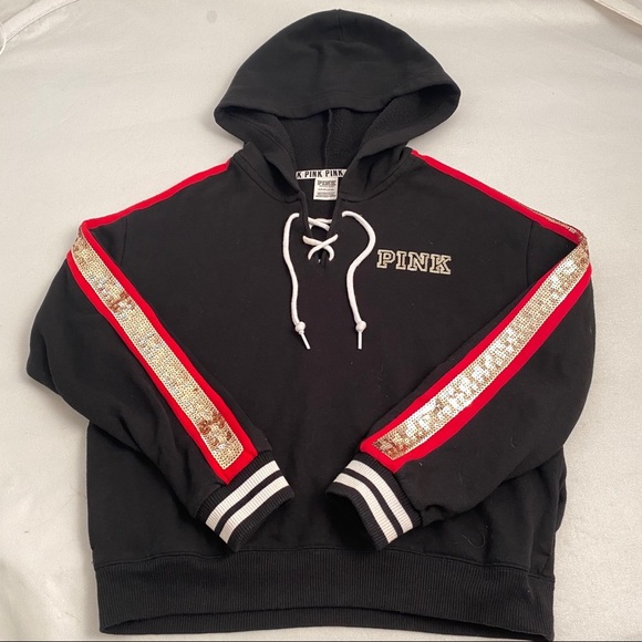 Victoria’s Secret PINK rose bling lace up hoodie S - Picture 12 of 14